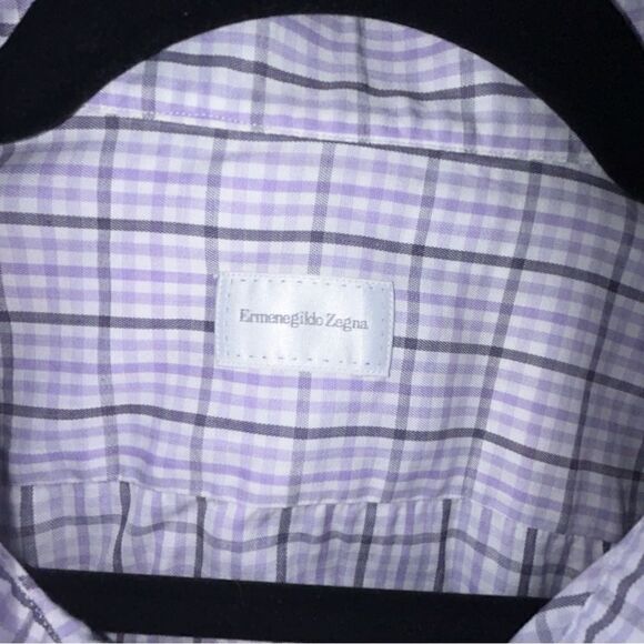 Ermenegildo Zegna Plaid Print Button Front Long Dress Shirt - Picture 3 of 8